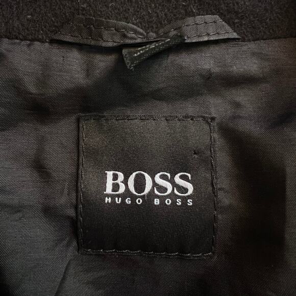 Hugo Boss Chester Black Cashmere Wool Collared Peacoat Size 46R - Picture 4 of 8